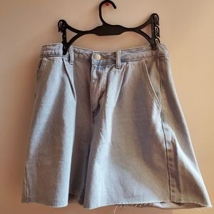Denim Mom Shorts with Pleated Waist